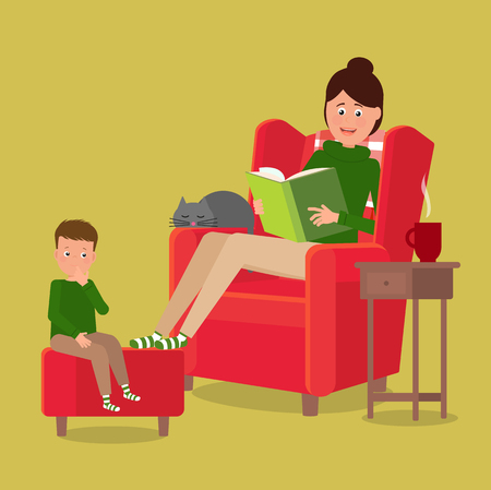 Vector illustration of mother and child.のイラスト素材
