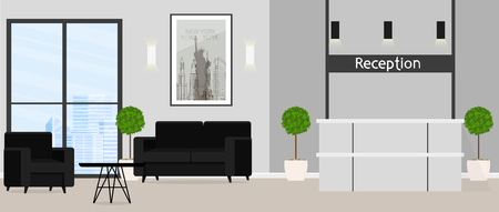 Modern interior of the reception in the office, hotel.のイラスト素材