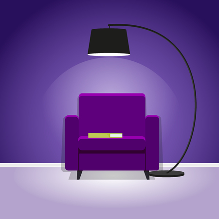 Armchair in the room under the lamp.のイラスト素材