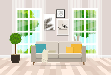Interior design of the living room with modern furniture.のイラスト素材