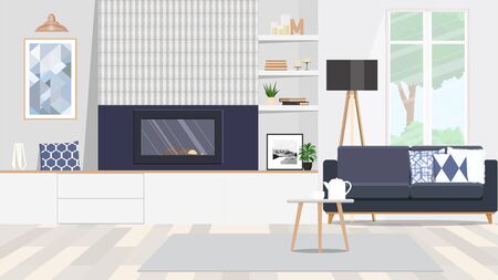 Vector flat illustration drawn by shapes.のイラスト素材