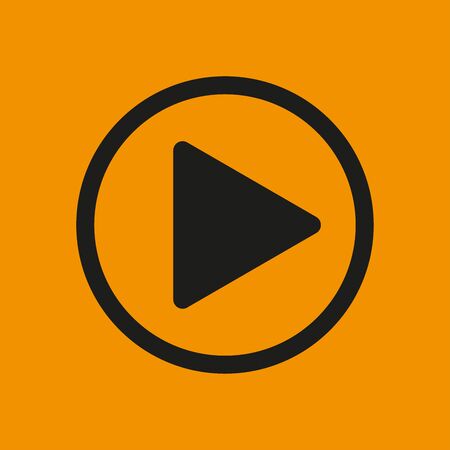 Play button on an orange background. Simple vector illustrationのイラスト素材