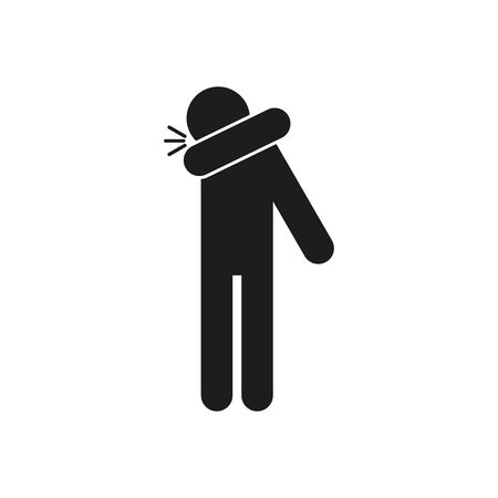 Icon to sneeze into his elbow. Simple vector illustration on a white background.のイラスト素材