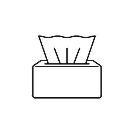 Icon of disposable napkins in a box. Simple linear illustration on a white background.のイラスト素材