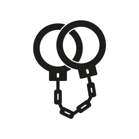 Icon of handcuffs. Simple flat vector illustration on a white background.のイラスト素材