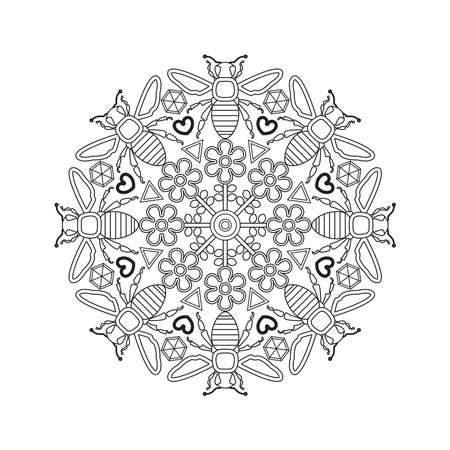 Mandala for kids with bees.のイラスト素材