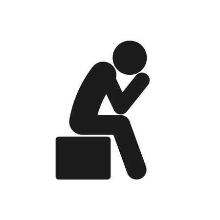 Icon of a lonely sad person. Simple vector illustration on a white background.のイラスト素材