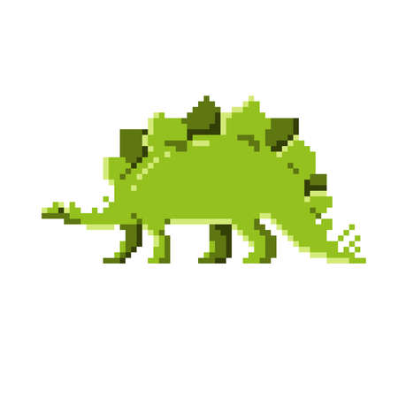 Pixel dinosaur. Stegosaurus. Simple flat vector illustration on a white background.のイラスト素材
