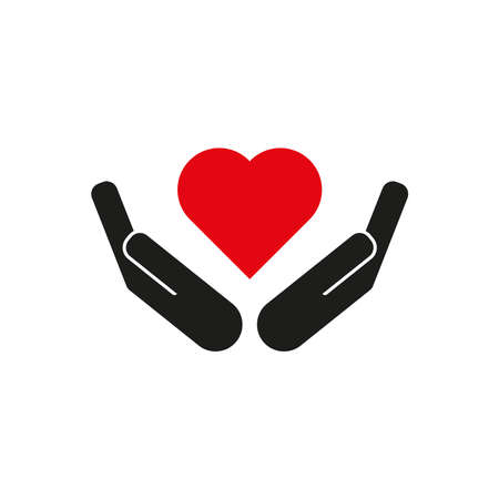 The icon of the hands protecting the heart. Simple flat vector illustration.のイラスト素材