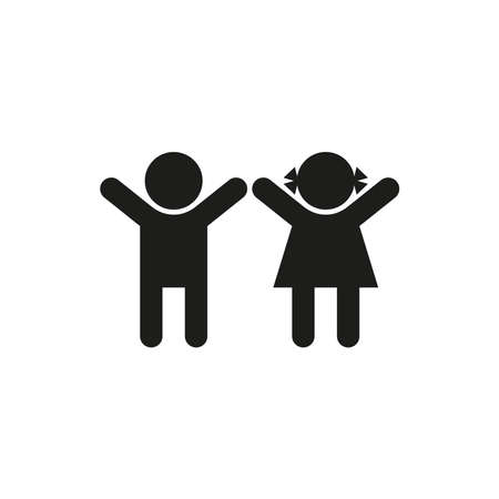 Icon of children. A boy and a girl. pictogram. Simple flat vector illustration on a white background.のイラスト素材