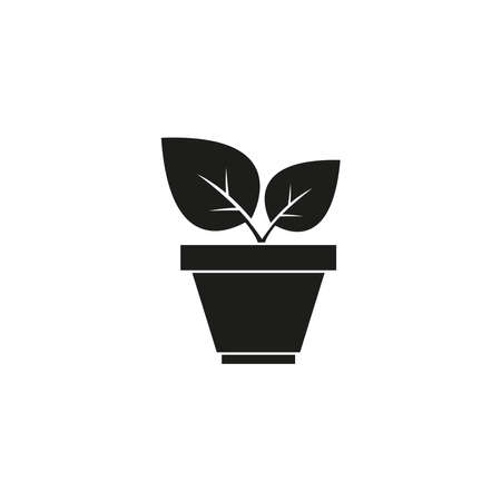 The icon of a potted plant. Simple flat vector illustration on a white background.のイラスト素材