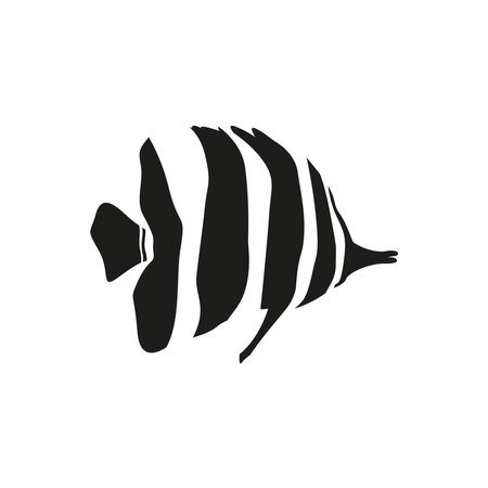 Striped fish icon. Simple flat vector illustration on a white background.のイラスト素材