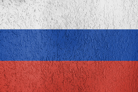 The texture of the flag of Russia on the wall of plaster.の写真素材