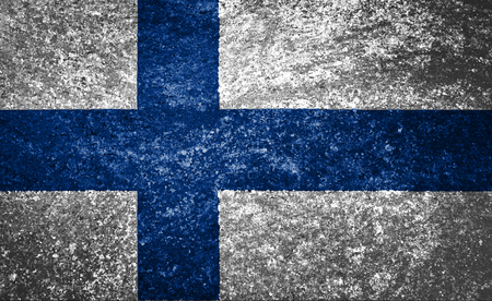 Texture of Finland flag on a marble tile.の写真素材