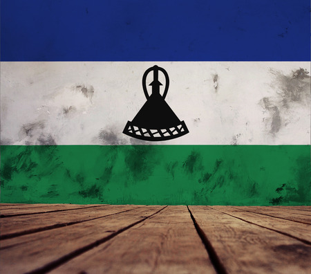 The Kingdom of Lesotho flag.の写真素材