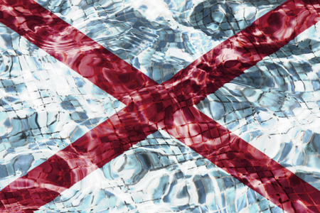 Alabama flag in the pool Circles on the water.