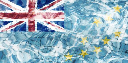 Tuvalu flag in the pool Splashes.の写真素材