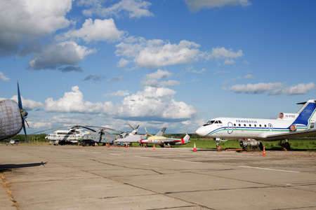 Russia, Oreshkovo Village, Ryazan Region June 30, 2019. Old planes at the airport.のeditorial素材