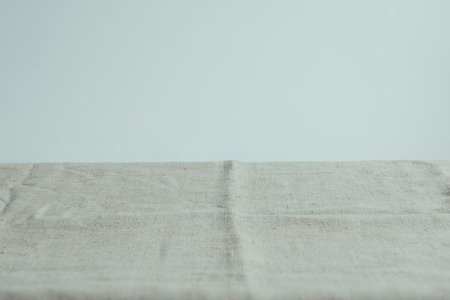 Background for the item with beige linen fabric, item can be putの写真素材
