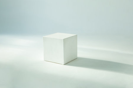 White cube on a white background.の写真素材