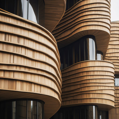 Wooden abstract architectural forms. Futuristic architecture.の素材