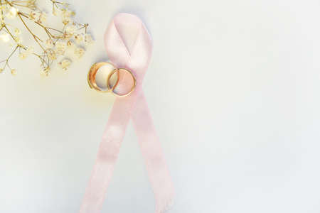 pink ribbon for raising breast cancer and mental health awareness and helping wedding ring patients...