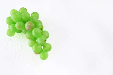 one bunch of green grapes with water drops isolated and on white background with clipping path.の写真素材