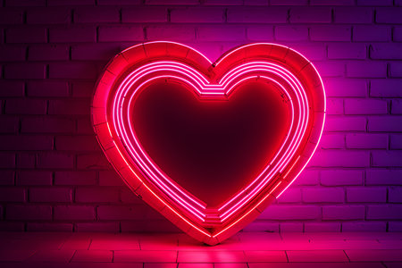Cyberpunk, hi-tech neon glowing heart, cyber Valentine's Day concept. photo of the Playground AI platformの素材