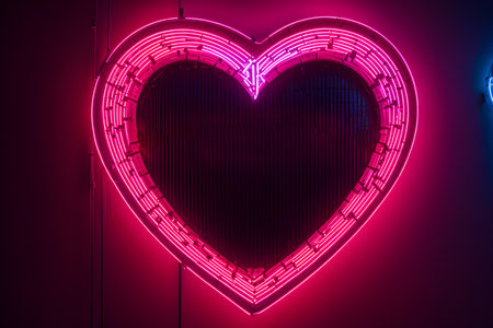 Cyberpunk, hi-tech neon glowing heart, cyber Valentine's Day concept. photo of the Playground AI platformの素材