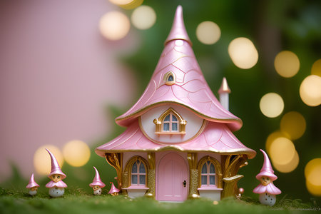 Fairytale tree house in a mysterious forest, house of pixies and elves. template for design. Playground AI platformの素材