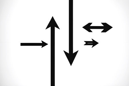 black exit arrows on white background, right, left, up, down, copy space illustration. Playground AI platformの写真素材