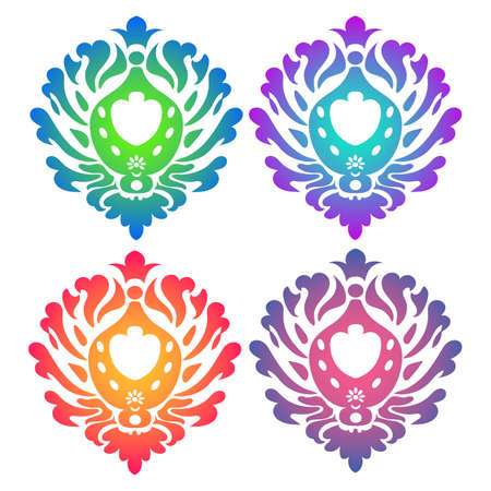 Colored design elements, ornament. Gradient fill, modern style. A set of patterns.のイラスト素材
