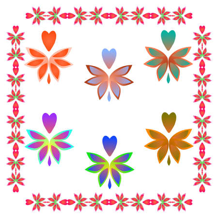 Vintage vector set of beautiful details. Ornament for design. Colored design elements, ornament. Multicolored gradient fill, modern style. A set of patterns.のイラスト素材