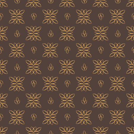 Golden floral seamless pattern. Flowers on a beautiful coffee background. For print and web pages.のイラスト素材