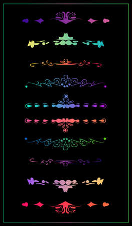 Gradient colored dividers. Modern style and fashionable solutions. Lines and decorations. Set of vector frames from gradient.のイラスト素材