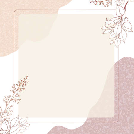 Vector template for social networks, blog, post. Sold square postcards in pastel brown, beige colors. Place for textのイラスト素材