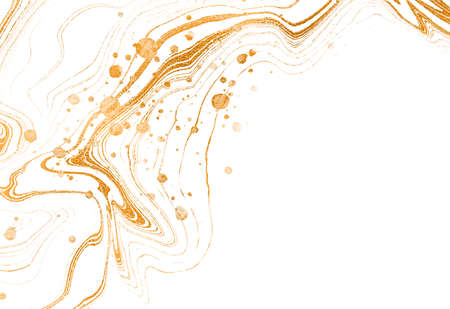 Gold abstract on a white background. Stripes and spots of gold paint. Vector illustration.のイラスト素材
