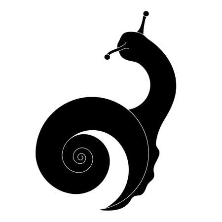 Snail symbol. Isolated black snail silhouette on a white background. Snail icon. Vector illustration. For cream packaging and printing, web pages.のイラスト素材