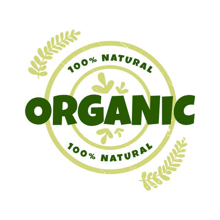 Organic natural calligraphy lettering Sticker. Eco friendly concept for Stickers, banners, labels, cards, advertisements. vector illustration.のイラスト素材