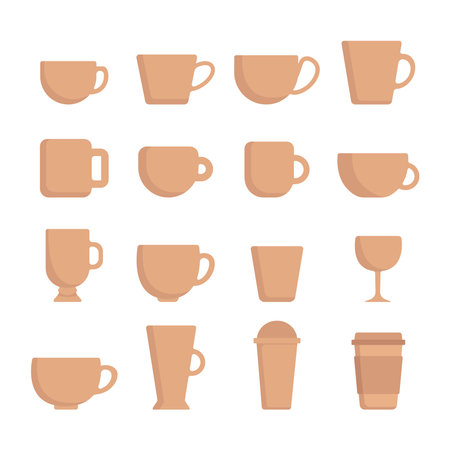Simple Set of Coffee and Tea related Vector Icons. Set of Coffee cups icon.のイラスト素材