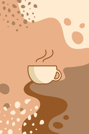 Vector abstract creative background with copy space for text and Coffee linear Icon. Design template for social medi stories for Coffee shop.のイラスト素材