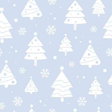Blue Winter Christmas tree background. Seamless Pattern with Christmas trees for Winter and Christmas theme. vector illustration.のイラスト素材