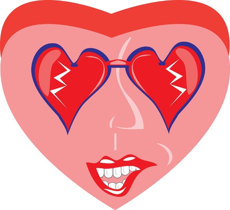 illustration with cartoon heart on isolated backgroundのイラスト素材