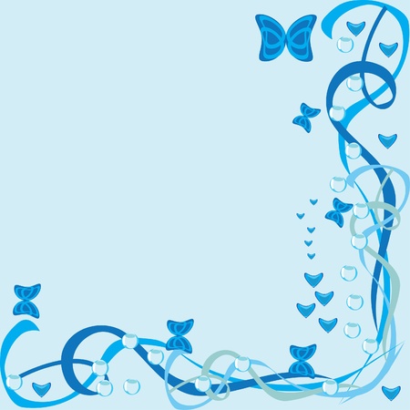 Abstract framework with butterflies on a blue backgroundのイラスト素材