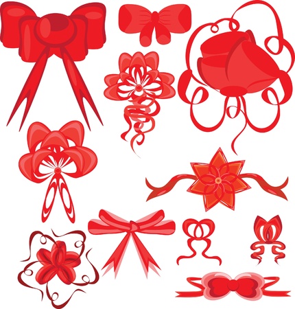 Set of red bows on the isolated background. Illustration.のイラスト素材