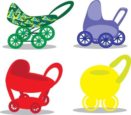 Set children's prams. Illustration.のイラスト素材