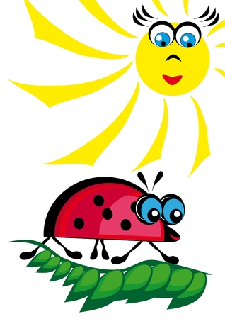 The ladybird is heated on the sun. Illustartionのイラスト素材