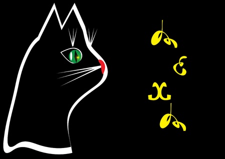 frame with black cat. Illustration.のイラスト素材