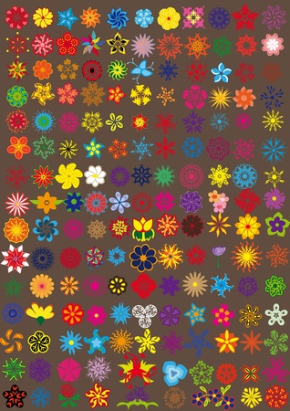 set of  various abstract flowers . Illustrationのイラスト素材