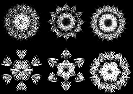 set of abstract vector isolated snowflakeのイラスト素材